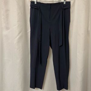 NWT Loft Navy Tie Waist Taper Pants Sz M